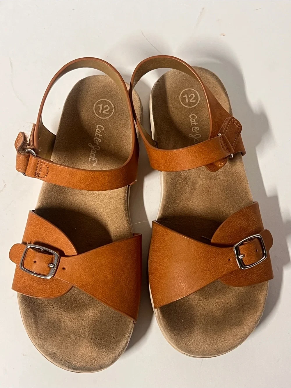 Cat & Jack Brown Leather-Look Buckle Strap Women’s Sandals